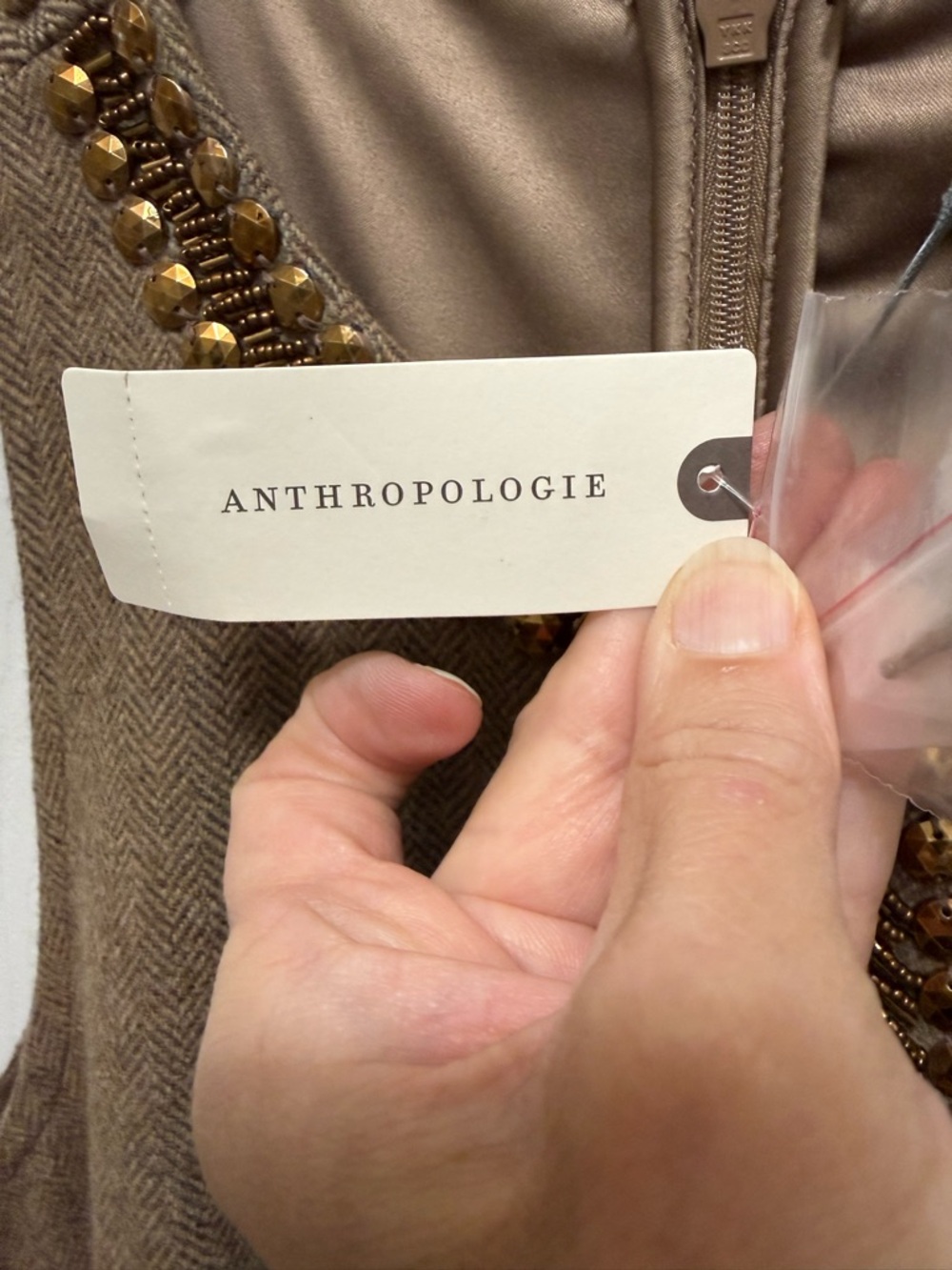 Anthropologie NWT Sleeveless Beaded Neckline Dress - Picture 4 of 4